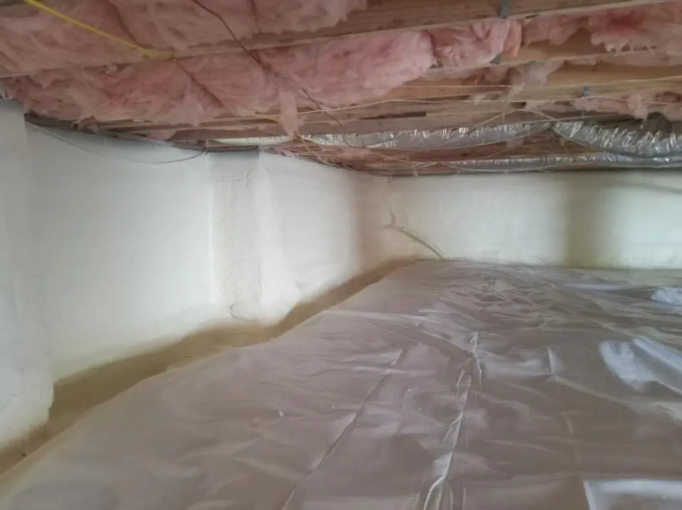 Crawl space encapsulation with closed-cell spray foam for Commercial Roof Restoration in Silver Firs